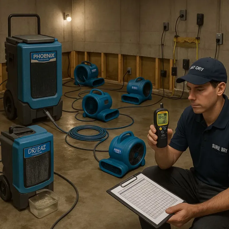 Structural Drying and Dehumidification process in Parkside, PA
